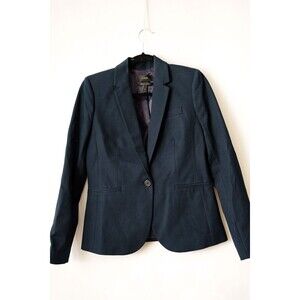 J Crew womens navy blue blazer stretch cotton 8 office career corpcore business